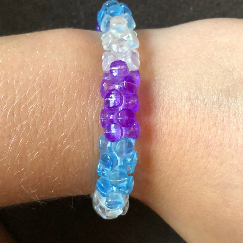 Blue,white,and purple bracelet